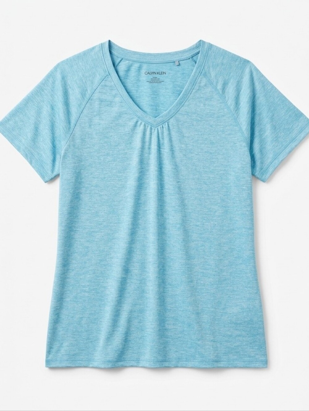 💛Heathered Blue Vneck Performance Short Sleeve Top Size 1X